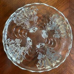 Vintage Cambridge silver overlay footed platter